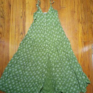 Patrons Of Peace Green Button Front Midi Sundress Size XS